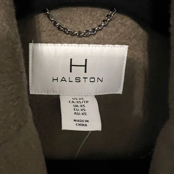 NWT- H Halston olive green Coat - Picture 2 of 2